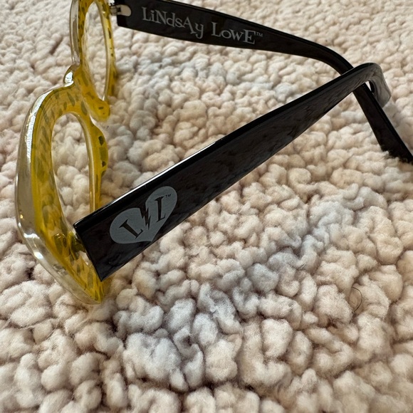 Lindsay Lowe Yellow Leopard Print Cat Eye Glasses- prescription free - Picture 9 of 10
